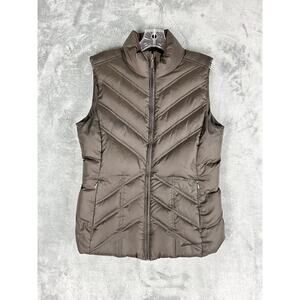 Y2K Eddie Bauer Premium Goose Down Quilted Puffer Vest Womens Small Brown